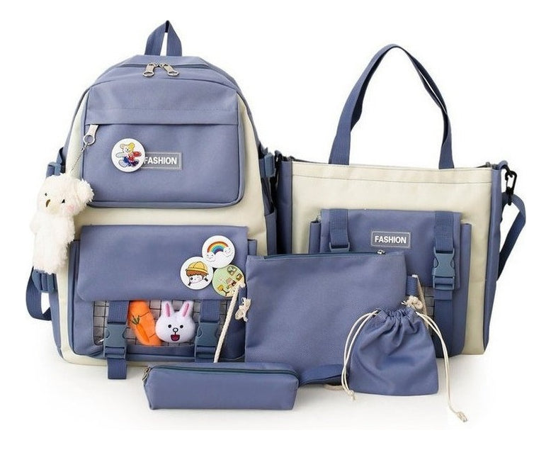 Kit Escolar Kawaii de 5 Piezas – Mochila, Lonchera y Más