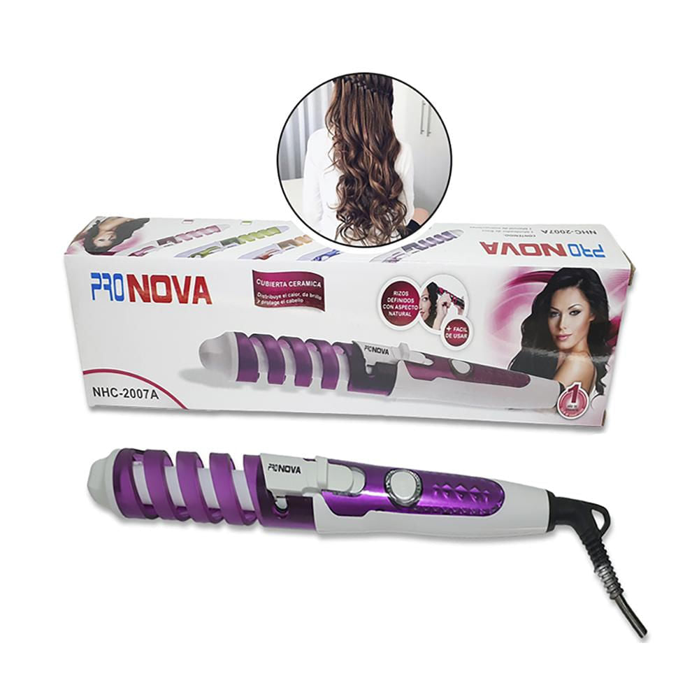 ondulador electrico para cabello rizos pinza encrespadora morado