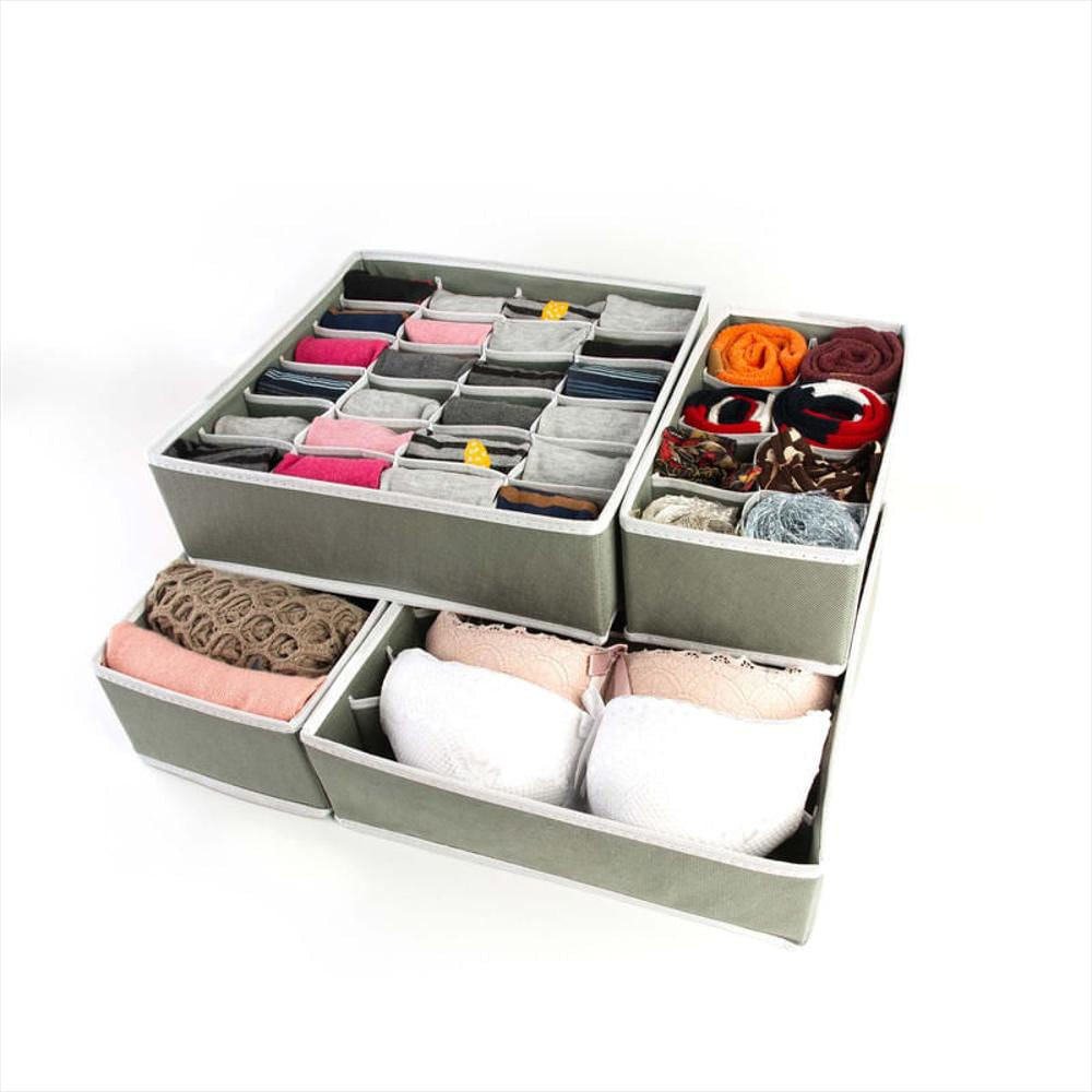 organizador de cajones 4 pzas ropa interior medias y mas gris