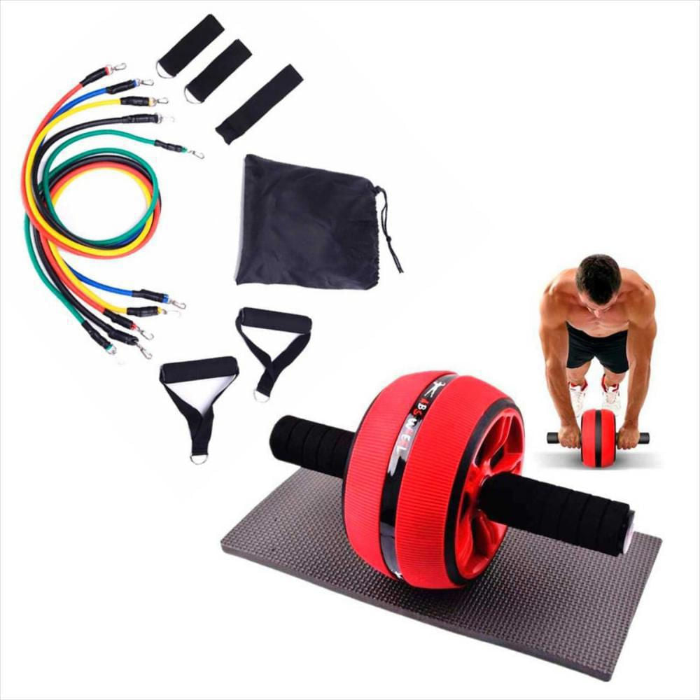 set rueda abdominal ab wheel bandas tubulares