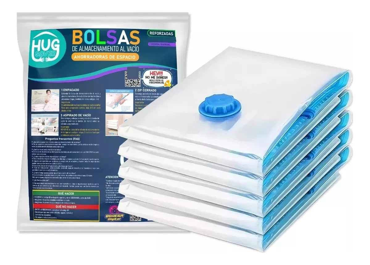 5 Bolsas de Empaque al Vacío 100×70 cm – Ahorra espacio y protege tus pertenencias