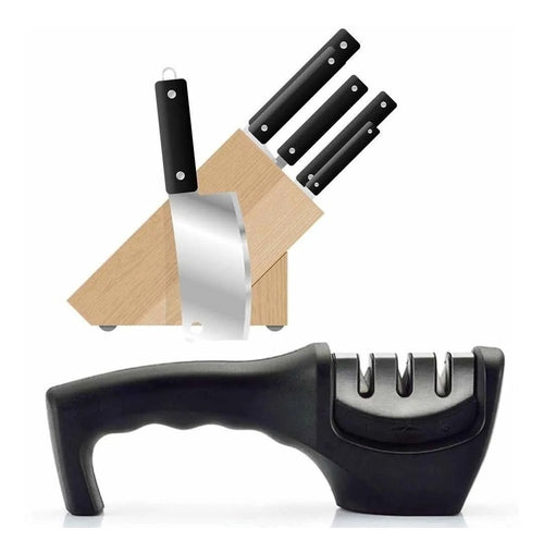 Afilador de Cuchillos y Navajas Profesional | Rodillos Diamantados, Base Antideslizante, Mango Ergonómico