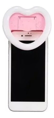 Aro de Luz LED Tipo Corazón para Celular – Recargable con 3 Niveles de Intensidad | Luz Selfie Portátil con Clip
