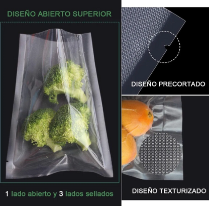 100 Bolsas de Sellado al Vacío – Conserva tus Alimentos Frescos por Más Tiempo