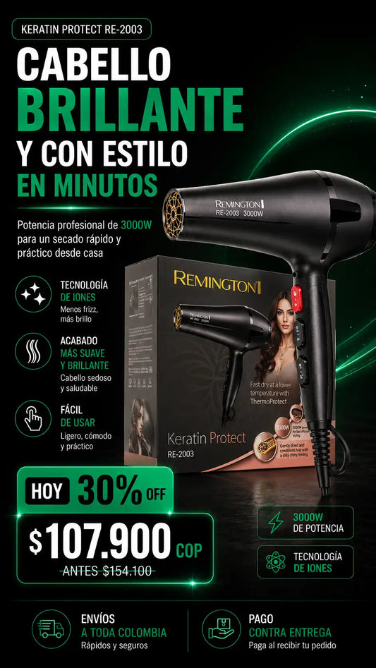 Secador Cabello Keratin Protect Re 2003 3000W Iones Pelo Brillante