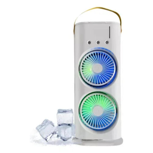 aire acondicionado doble portatil recargable con humificador 3 en 1 luz led