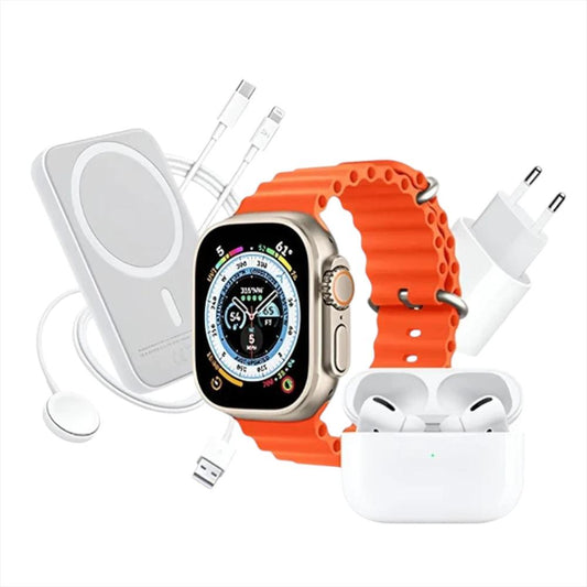 audifonos y reloj inteligente con carga rapida incluida