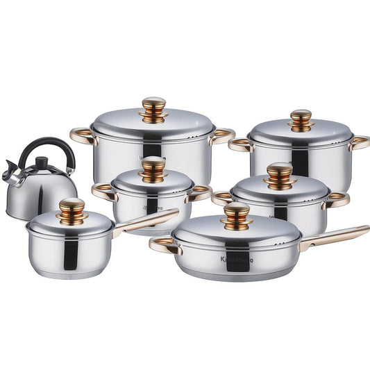 bateria de cocina klausberg 13 piezas acero quirurgico fondo induccion alta gama