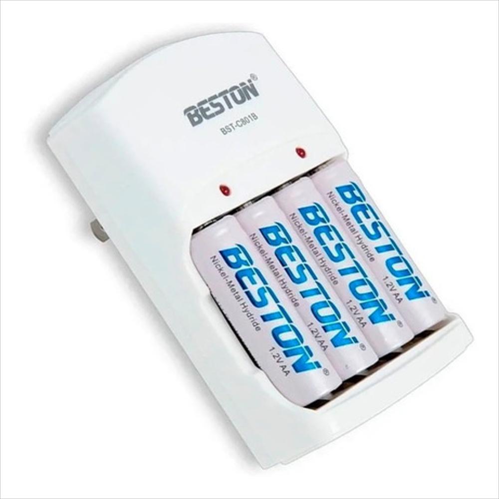 baterias beston 2700 mah aa recargable x4 cargador pilas