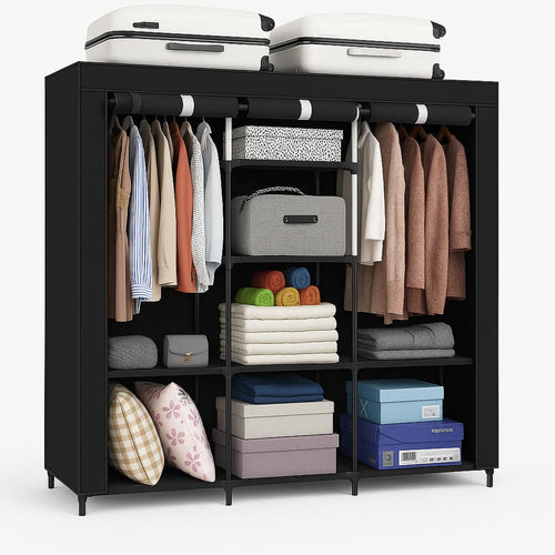 closet armario organizador de ropa 8 estantes negro