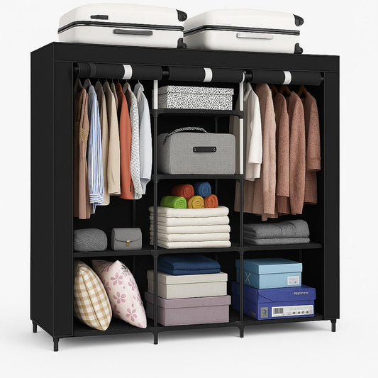 closet armario organizador de ropa 8 estantes negro