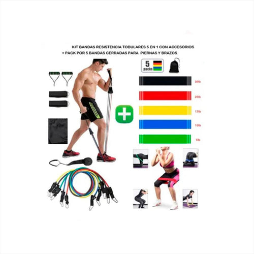 combo bandas elasticas resistencia tubulares y bandas planas