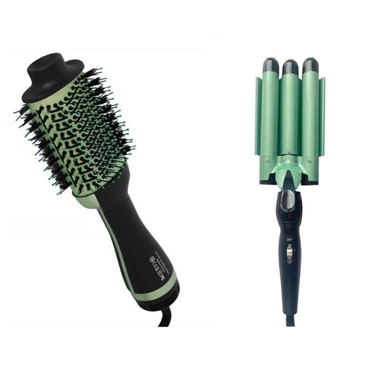 combo cepillo secador rizador ondas de sirena aguacate