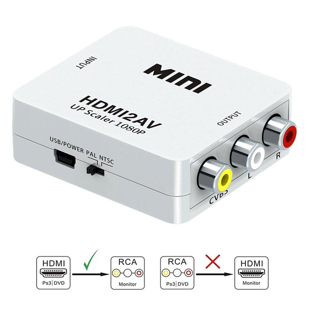 convertidor caja hdmi a rca entrada palntsc usbpower blanco hdmi2av
