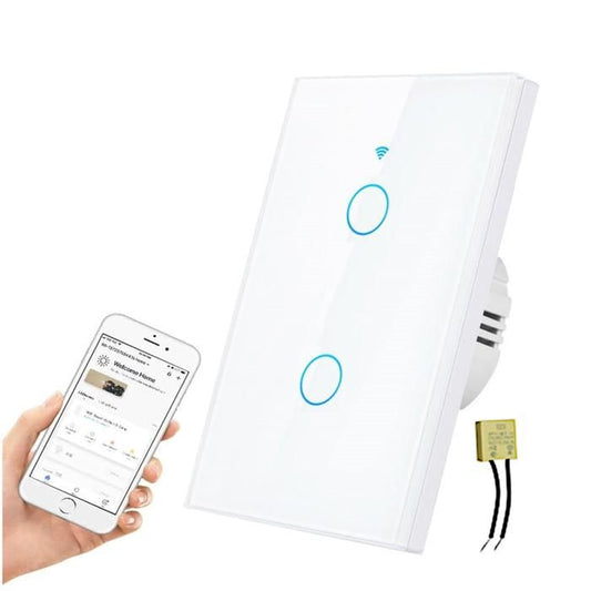 interruptor wifi tactil inteligente alexa google home 2 vias blanco