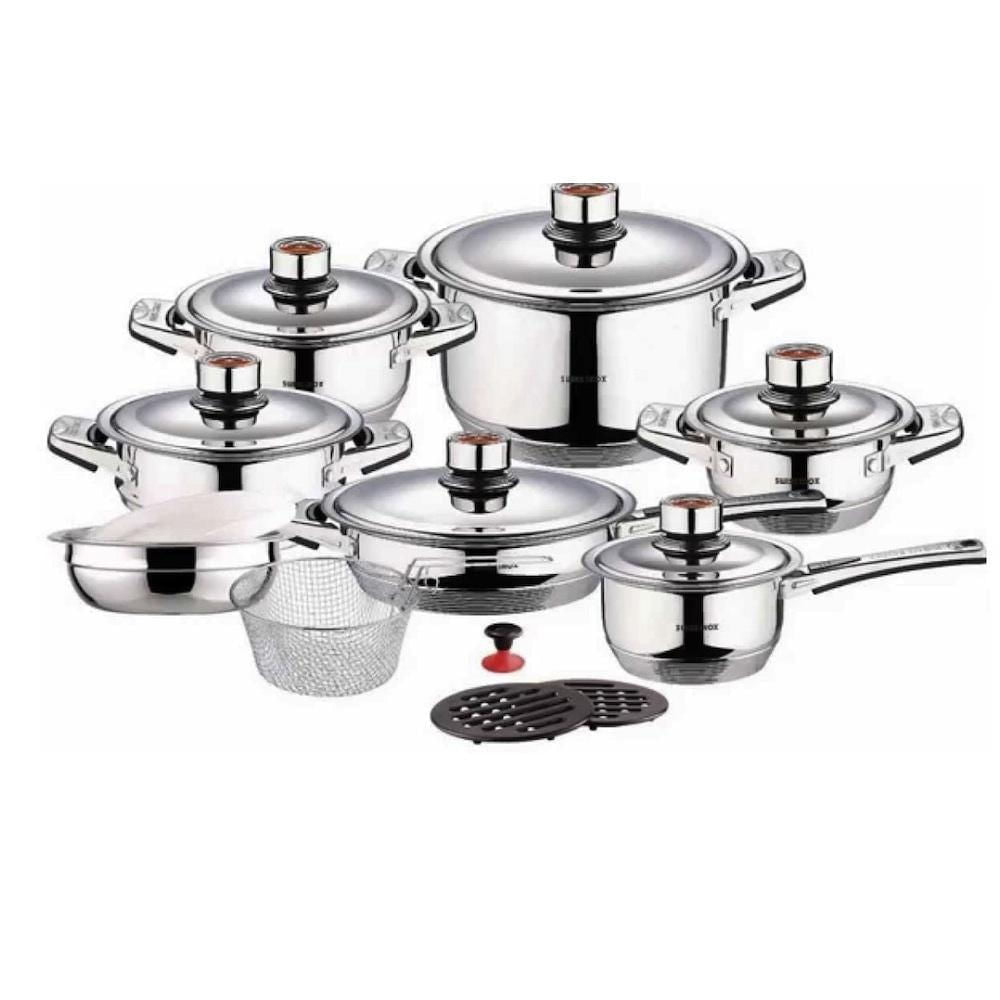 juego ollas acero quirurgico swiss home swisshome 21 piezas