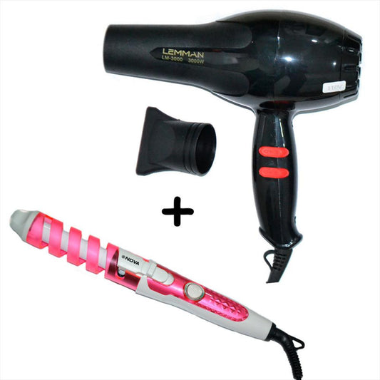 kit secador cabello 3000w y rizador ondulador