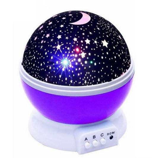 lampara colores proyector figuras estrellas luna morada