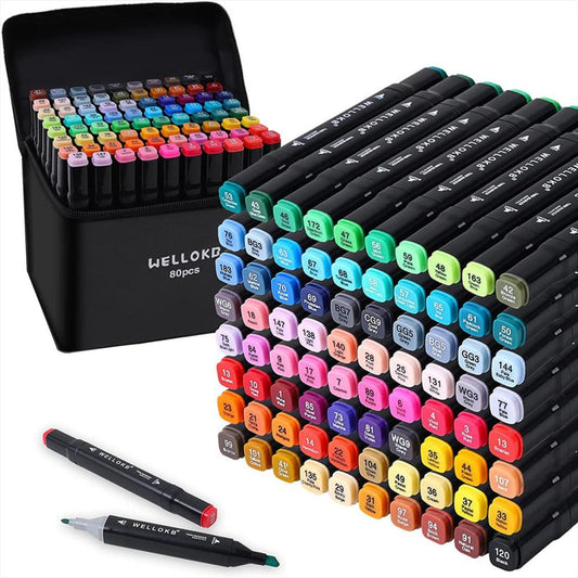 marcadores dobles set de 80 colores base de alcohol