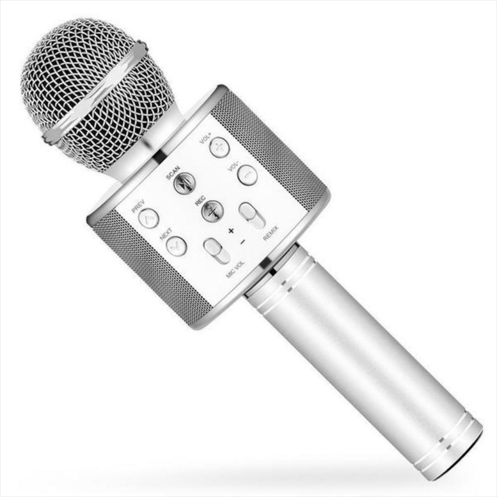 microfono karaoke bluetooth recargable ws858 speaker plateado