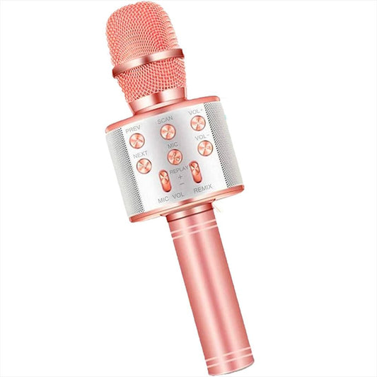 microfono karaoke con altavoz bluetooth recargable interacti oro rosa