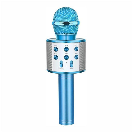 microfono karaoke parlante bluetooth inalmbrico efectos de voz porttil azul