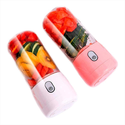 mini licuadora maxi portatil recargable 6 aspas 410 ml blanca