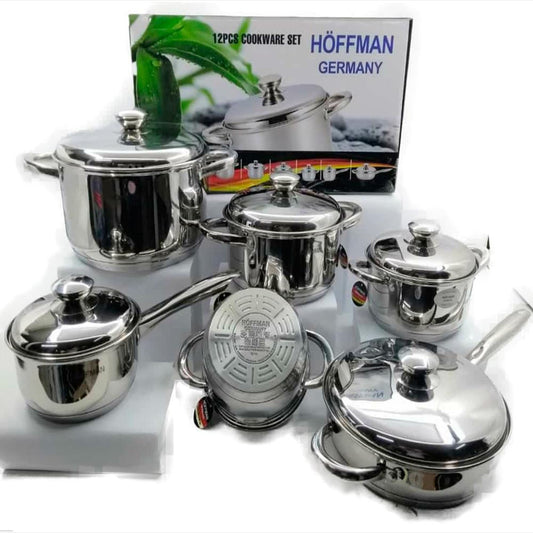 ollas acero quirurgico hoffman 12 piezas termodifusor nuevas