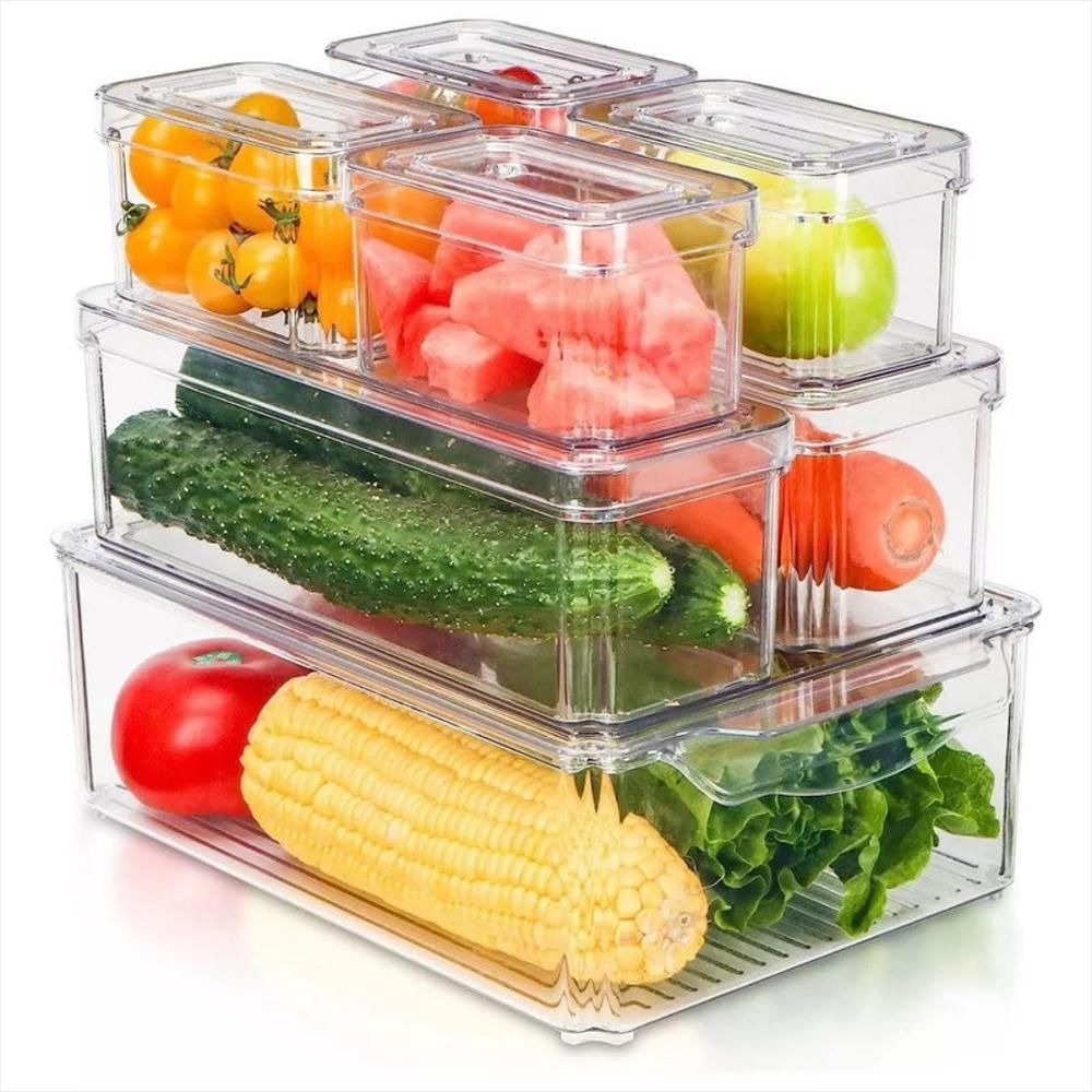 organizador nevera set x7 contenedores con tapa apilables