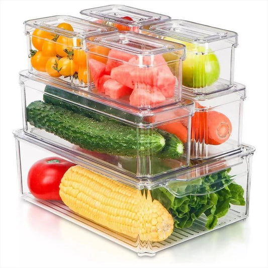 organizador nevera set x7 contenedores con tapa apilables