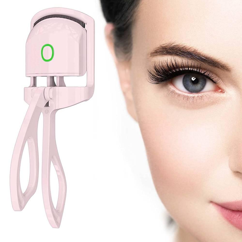 rizador de pestanas electrico recargable usb rosado