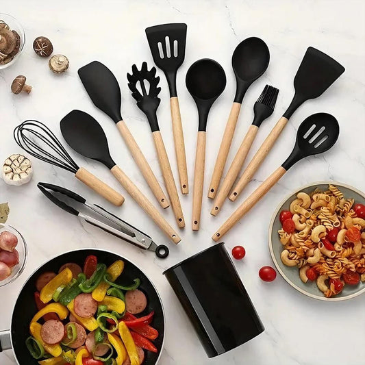 set de cucharones x12 resistentes al calor en silicona